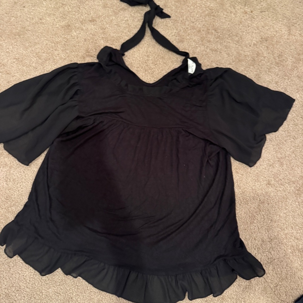 Kim & Cami Black Ruffle Blouse